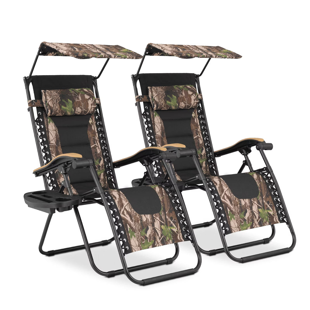 Nouveauté 2026 – Ensemble de 2 chaises MoNiBloom Zero Gravity , fauteuils de plage/terrasse pliables avec auvent et appui-tête, noirs