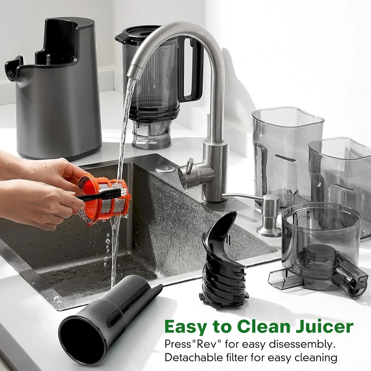 Nouveauté 2026 – Extracteur de jus à froid YPONE , extracteur à mastication avec goulotte d'alimentation de 13,7 cm de large, 350 W, convient aux fruits et légumes entiers, extracteur de jus à haut rendement, facile à nettoyer (noir