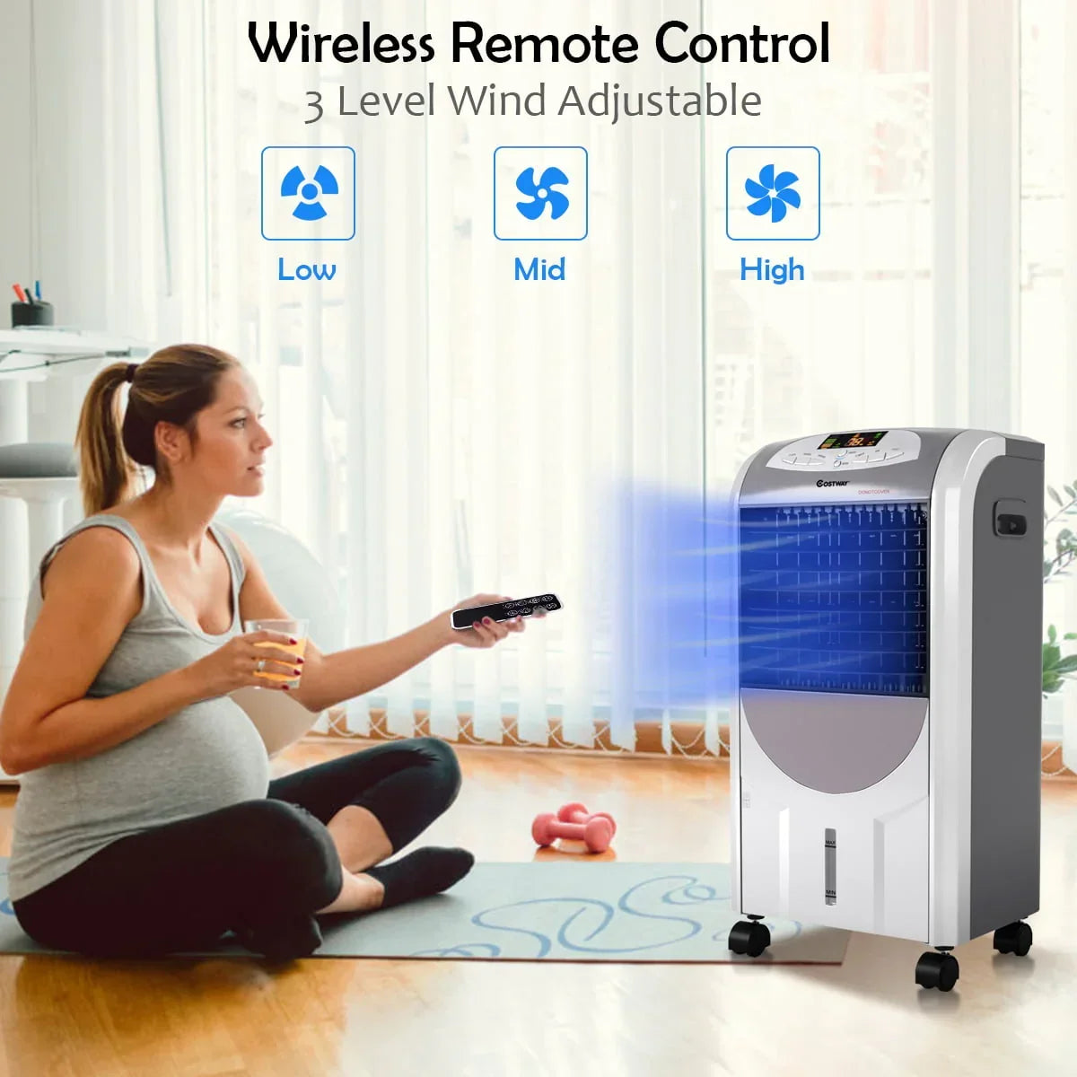 Nouveauté 2026 – Ventilateur et humidificateur portable Costway avec filtre lavable et télécommande