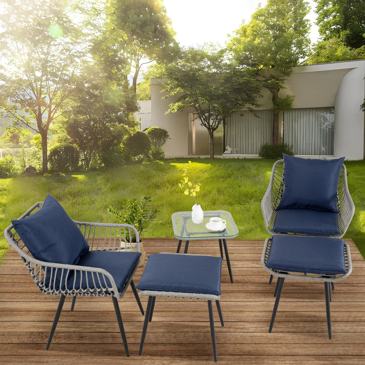 Nouveauté 2026 – Ensemble bistro de patio 3 pièces FHFO , mobilier d'extérieur en résine tressée pour balcon, appartement ou terrasse, ensemble table et chaises en rotin (2 pièces), beige