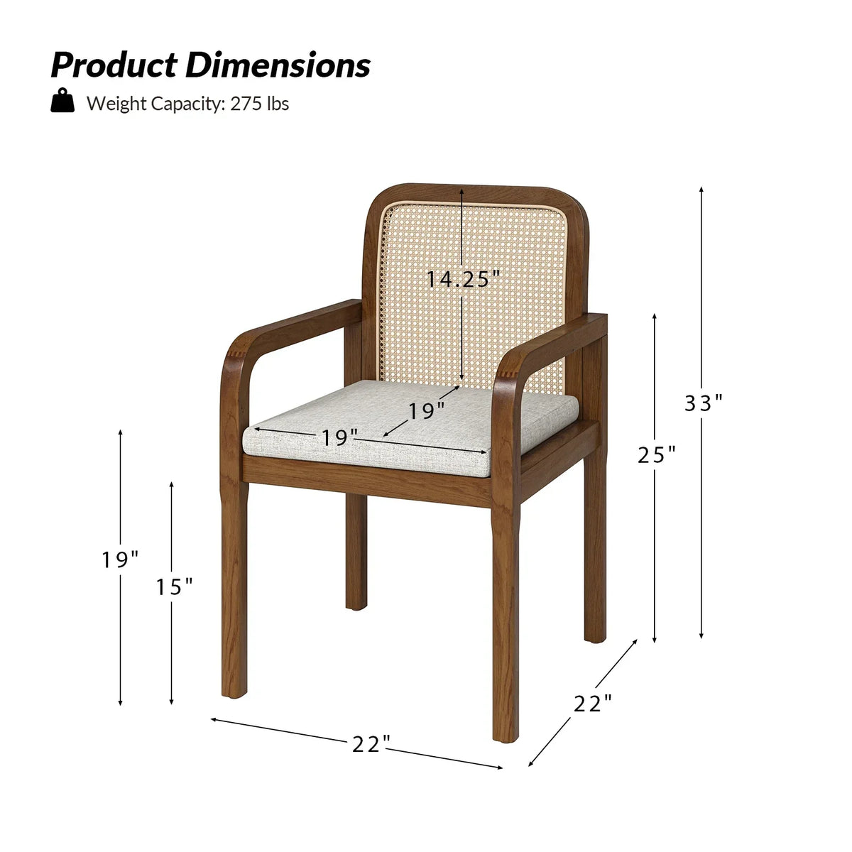 Nouveauté 2026 – Ensemble de 2 chaises de salle à manger Rattan , fauteuils en bois avec coussins amovibles, style gland, pour la maison, la cuisine ou le restaurant