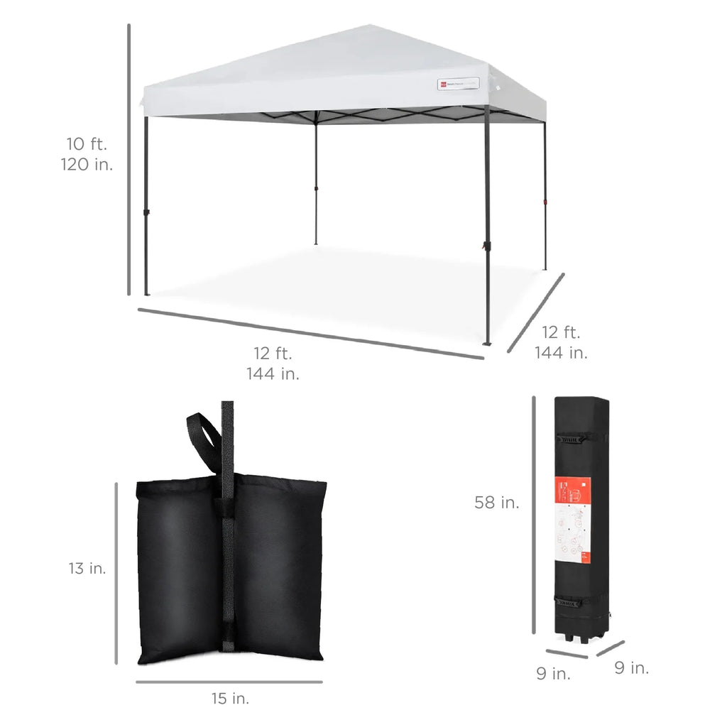 Nouveauté 2026 – Best Choice Products 3,66 m x 3,66 m - Abri pliant facile à monter avec installation en un clic, sac à roulettes et 4 sacs de lestage - Bleu marine