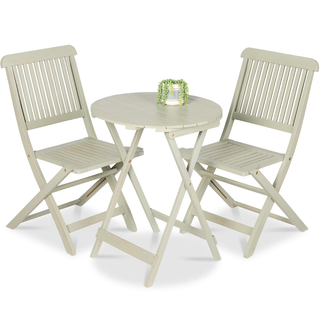 Nouveauté 2026 – Ensemble bistro 3 pièces en bois d'acacia Best Choice Products , mobilier de patio pliant avec 2 chaises et une table - Naturel
