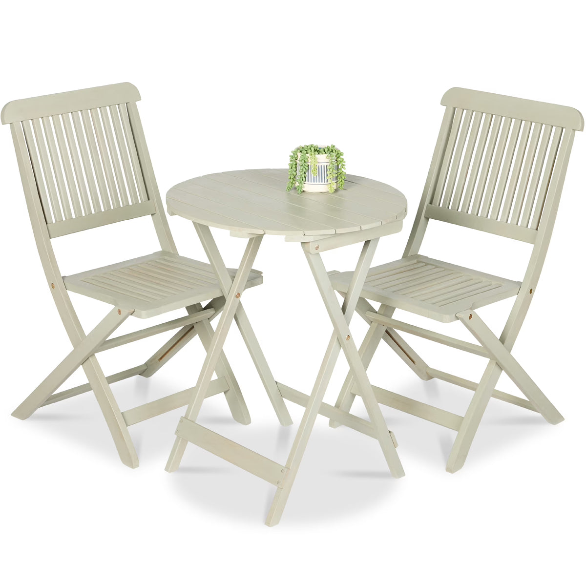 Nouveauté 2026 – Ensemble bistro 3 pièces en bois d'acacia Best Choice Products , mobilier de patio pliant avec 2 chaises et une table - Naturel