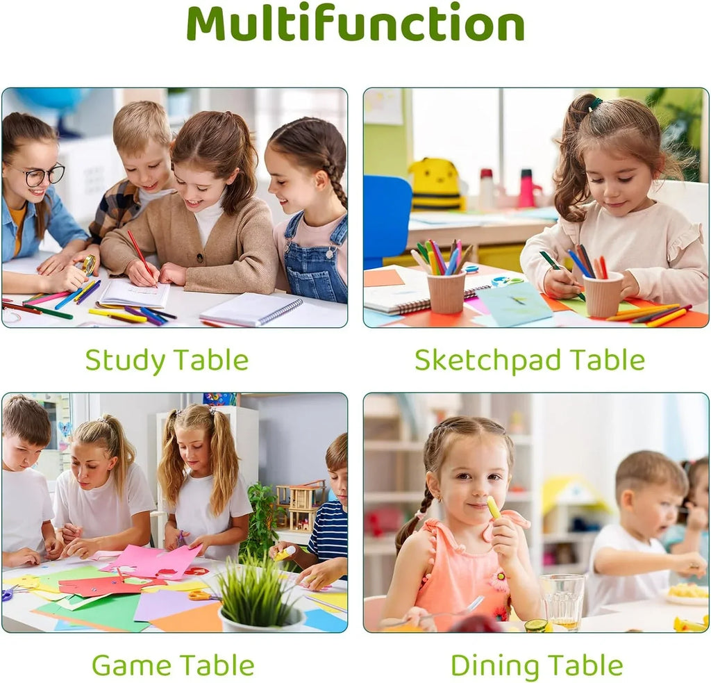 Nouveauté 2026 – Ensemble table et chaises pour enfants Arlopu 5 pièces , hauteur réglable, table d'activités et 4 chaises pour les tout-petits, idéal pour étudier, gris