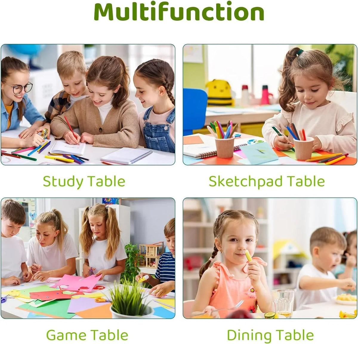 Nouveauté 2026 – Ensemble table et chaises pour enfants Arlopu 5 pièces , hauteur réglable, table d'activités et 4 chaises pour les tout-petits, idéal pour étudier, gris