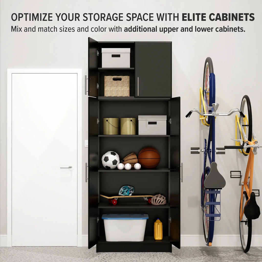 Nouveauté 2026 – Armoire à étagères réglables Prepac - Table de garage haute et fonctionnelle, 40,6 cm (P) x 81,3 cm (L) x 164,6 cm (H), armoire de garage autoportante à 2 portes, couleur expresso - EES-3264