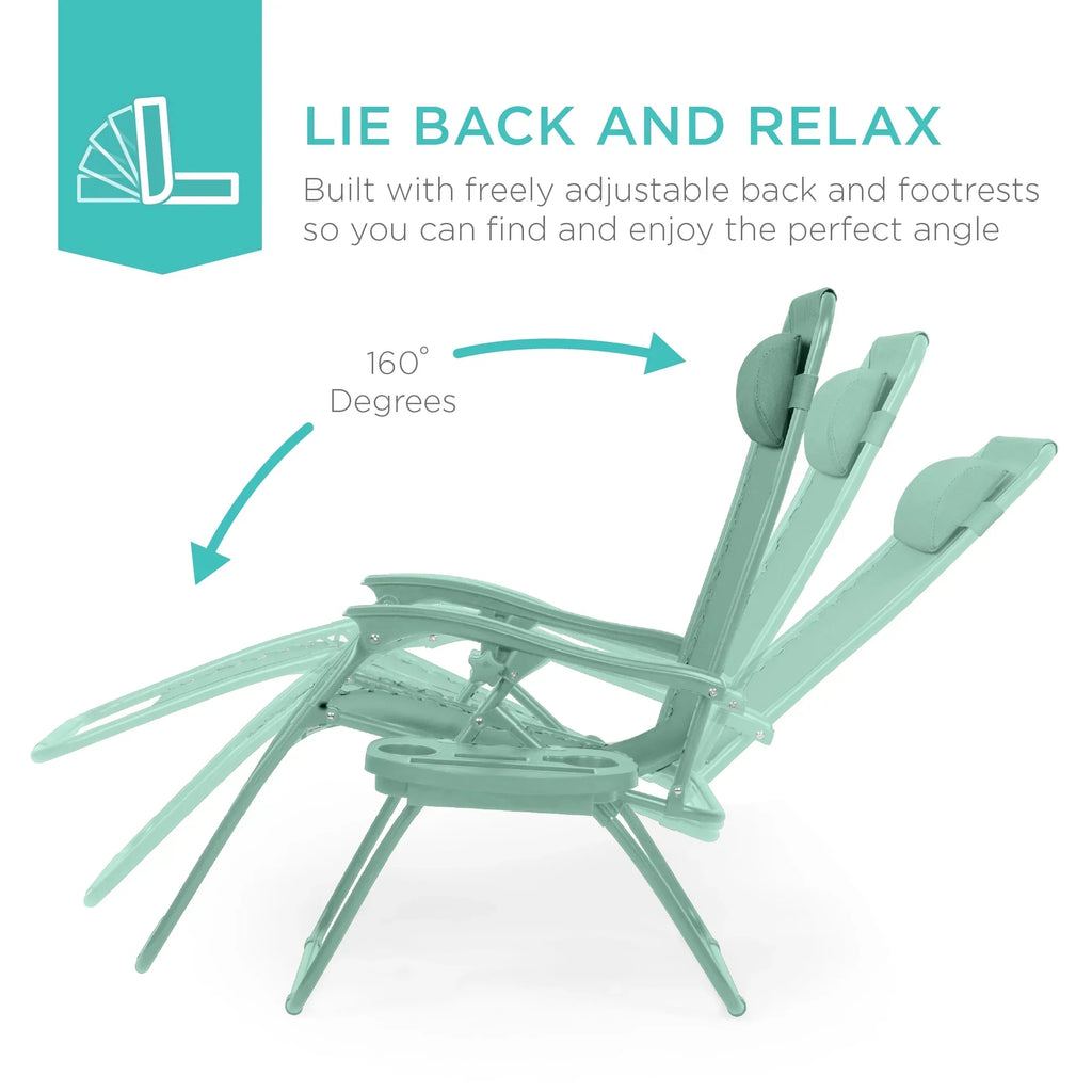 Nouveauté 2026 – Ensemble de 2 fauteuils inclinables zéro gravité Best Choice Products pour terrasse et piscine avec porte-gobelet - Gris