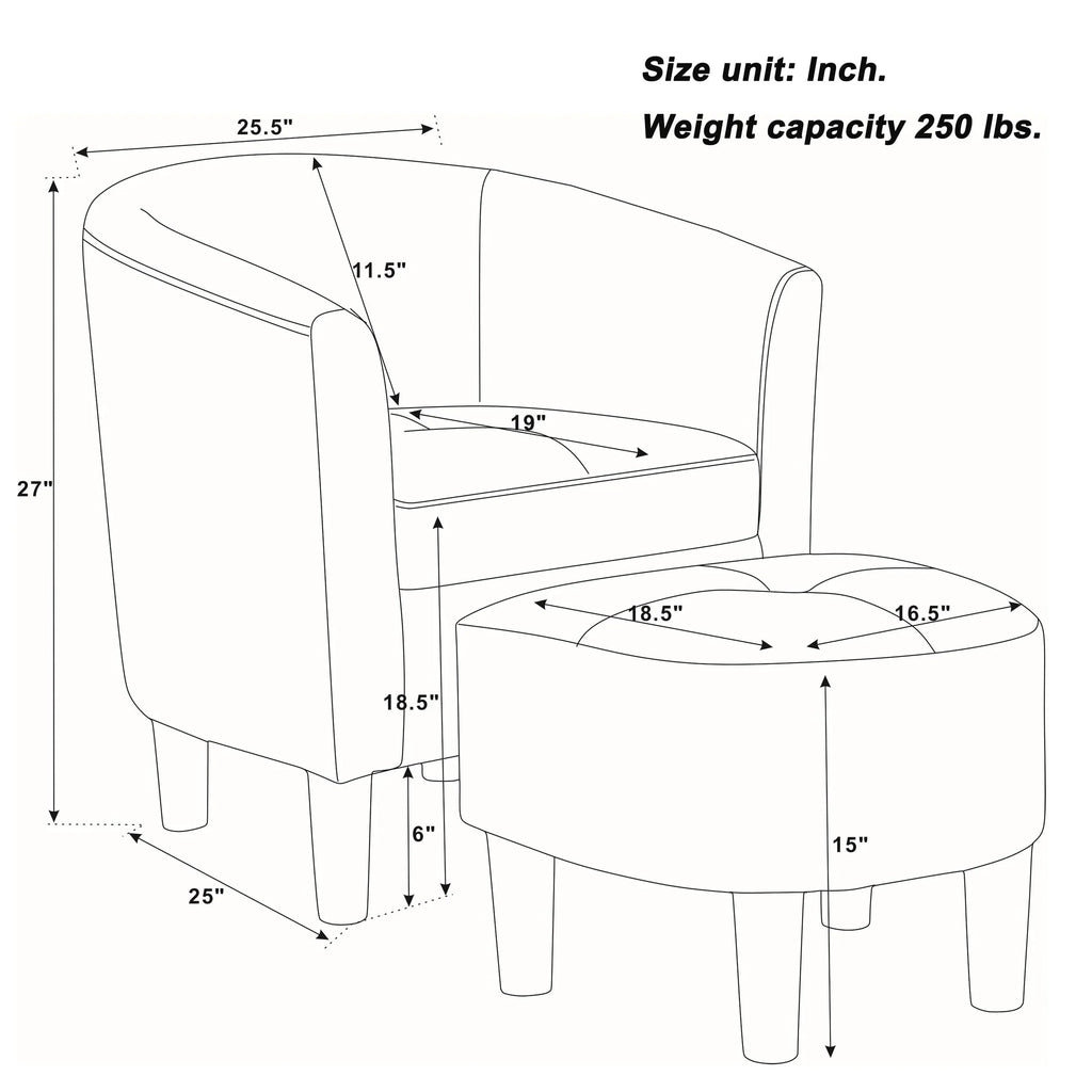 Nouveauté 2026 – Fauteuil d'appoint en velours beige Bonzy Home avec repose-pieds pour salon