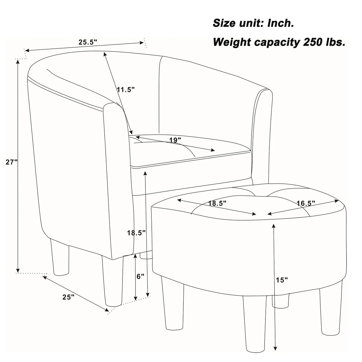 Nouveauté 2026 – Fauteuil d'appoint en velours beige Bonzy Home avec repose-pieds pour salon