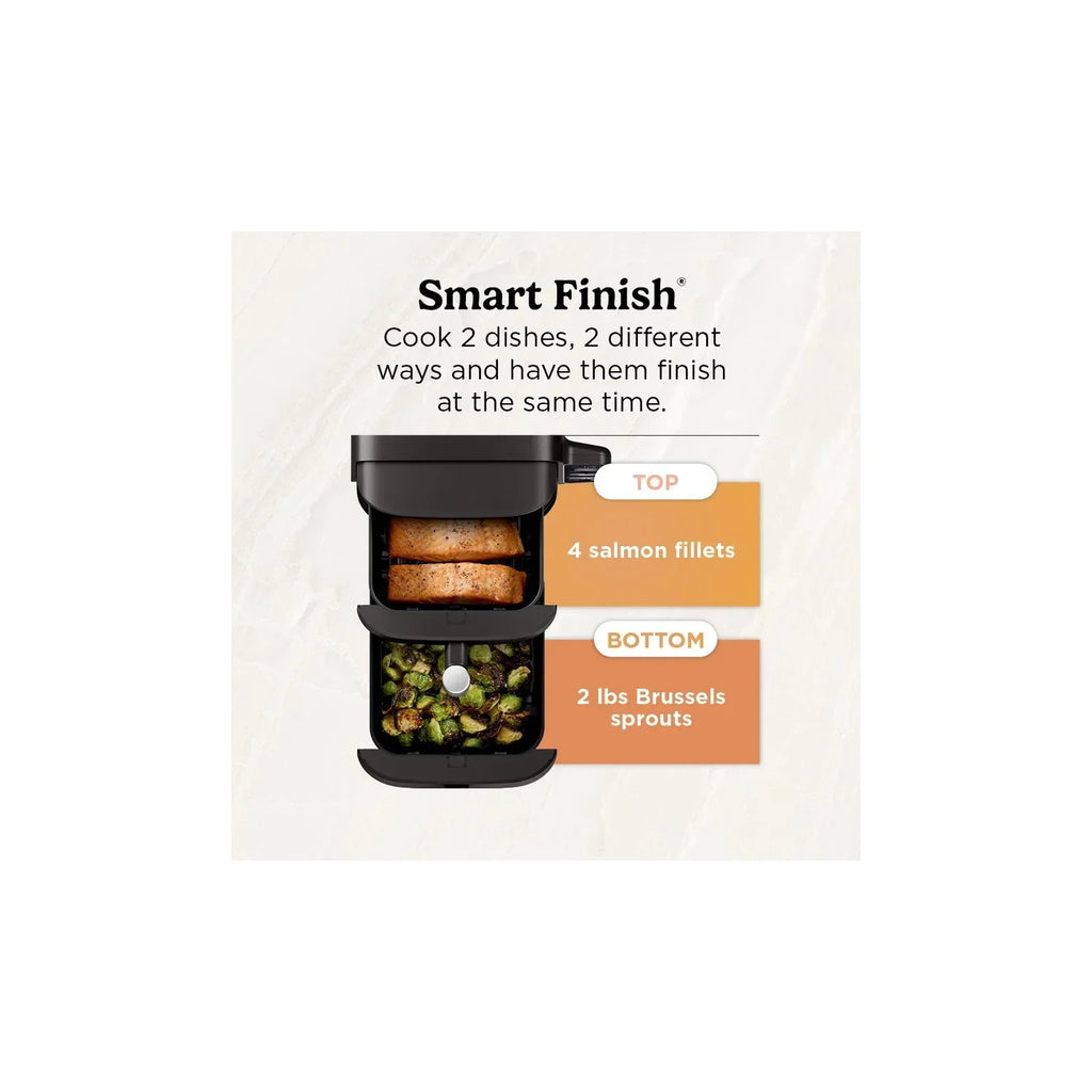 Nouveauté 2026 – Friteuse à air Ninja DoubleStack XL à 2 paniers, technologie DoubleStack permettant de cuire 4 aliments simultanément, conception compacte, 10 pintes, 4 en 1, Smart Finish & Match Cook, SL400