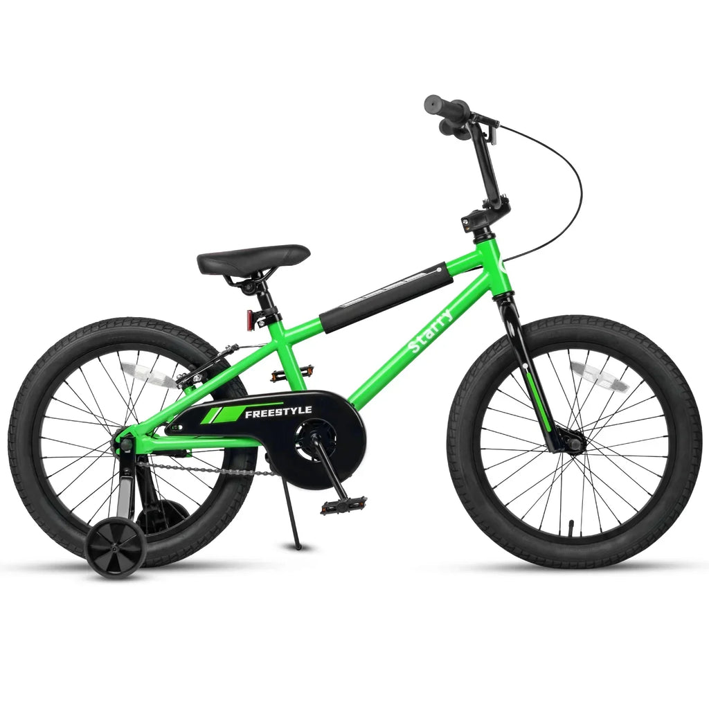 Nouveauté 2026 – Vélo Glerc pour enfants de 3 à 5 ans, style BMX, avec stabilisateurs et frein à rétropédalage, bleu. Convient aux garçons et aux filles de 3 à 5 ans