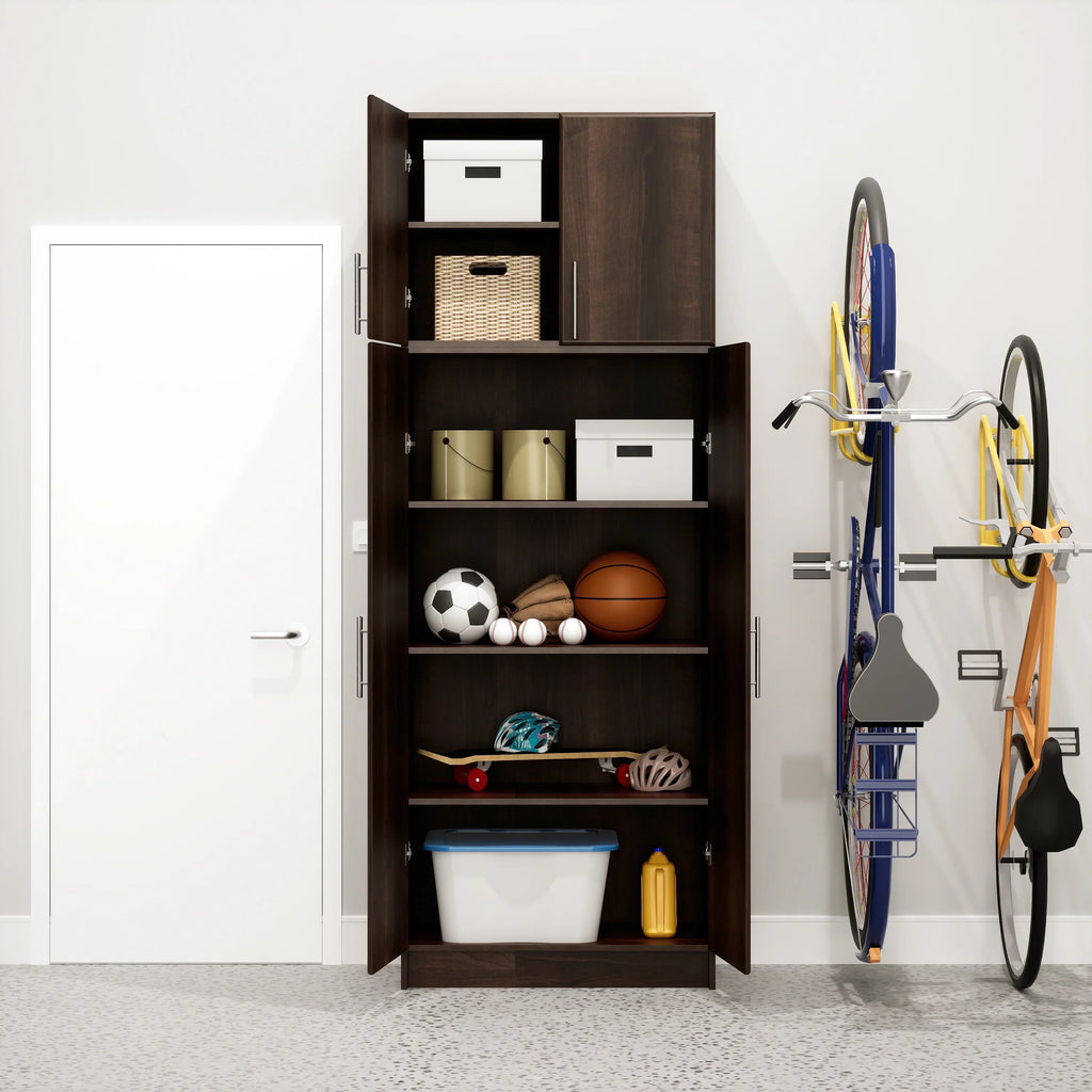Nouveauté 2026 – Armoire à étagères réglables Prepac - Table de garage haute et fonctionnelle, 40,6 cm (P) x 81,3 cm (L) x 164,6 cm (H), armoire de garage autoportante à 2 portes, couleur expresso - EES-3264