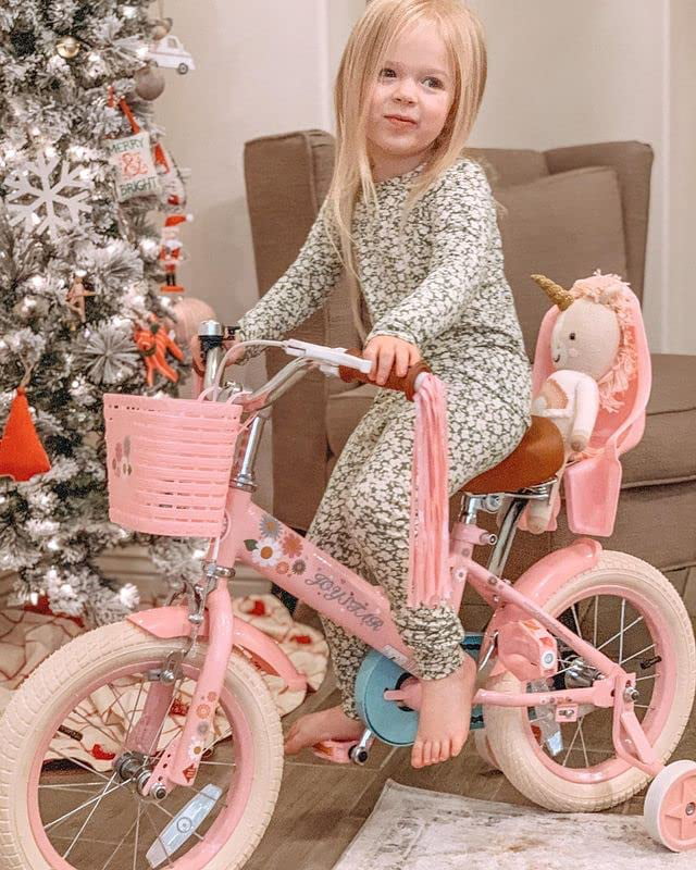 Nouveauté 2026 – Vélo enfant Little Daisy 12 pouces pour filles de 2 à 4 ans, avec stabilisateurs, panier et rubans décoratifs. Couleur rose