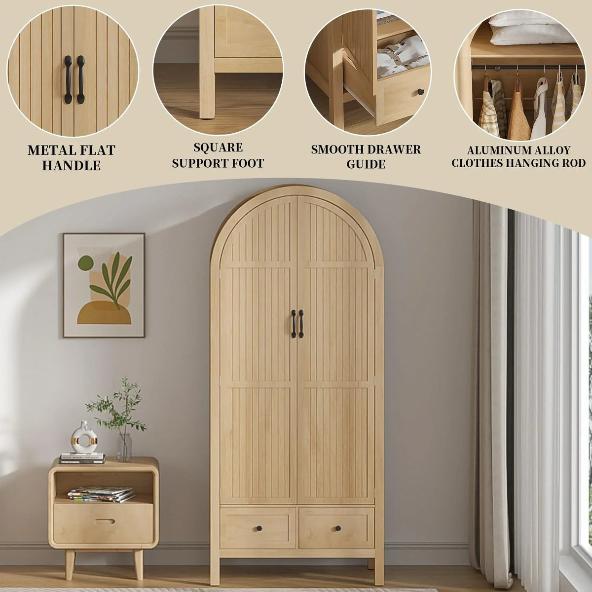 Nouveauté 2026 – Armoire-penderie Armoire , armoire de chambre avec tiroirs, armoires de rangement en bois