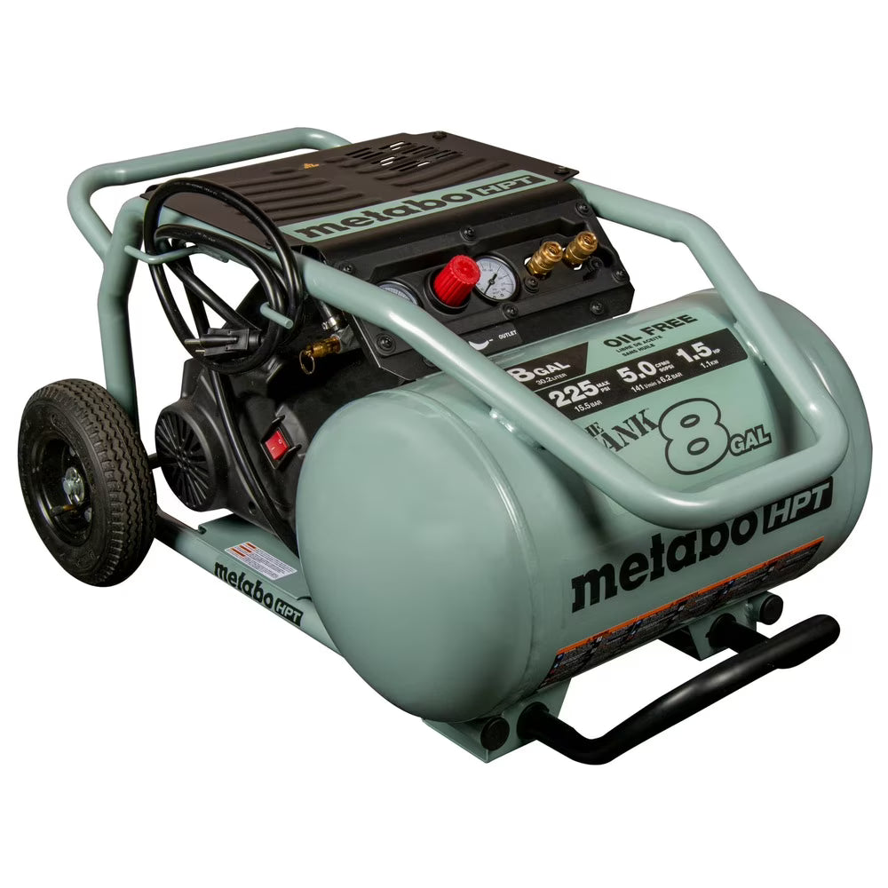 Nouveauté 2026 – Compresseur d'air Metabo HPT , modèle THE TANK, compresseur d'air sur chariot de 8 gallons (30 litres), 225 PSI (15,8 bar), polyvalent pour une utilisation avec des cloueuses de charpente, de bardage, de finition ou de toiture, mobil
