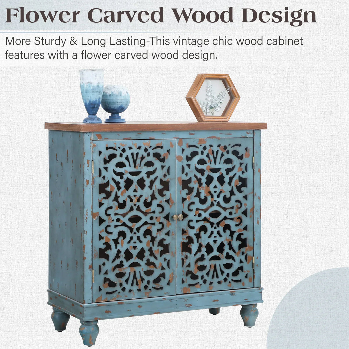 Nouveauté 2026 – Crédences et buffets sculptés creux Sophia & William , bois bleu, 2 étagères