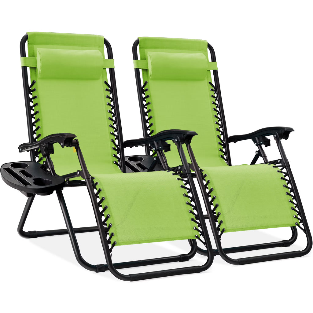 Nouveauté 2026 – Ensemble de 2 fauteuils inclinables zéro gravité Best Choice Products pour terrasse et piscine avec porte-gobelet - Gris