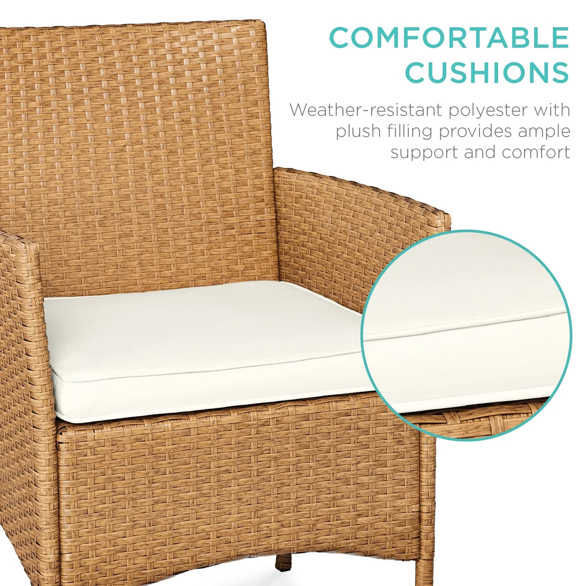 Nouveauté 2026 – Ensemble bistro de jardin 3 pièces en résine tressée Best Choice Products , avec 2 chaises et une table - Gris/Bleu marine