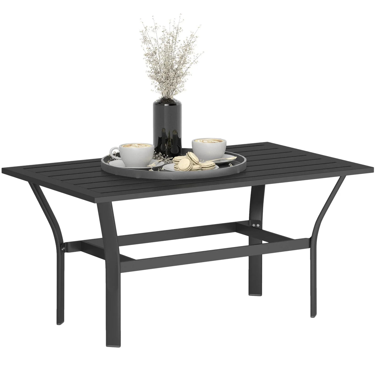 Nouveauté 2026 – Table basse d'extérieur Outsunny , table basse rectangulaire résistante aux intempéries pour patio, avec plateau à lattes, marron