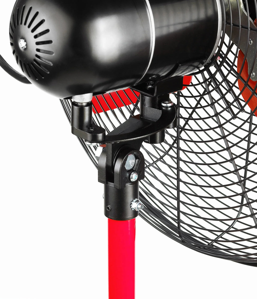 Nouveauté 2026 – Ventilateur sur pied oscillant rouge et noir Hyper Tough 20" à 3 vitesses pour usage commercial et industriel