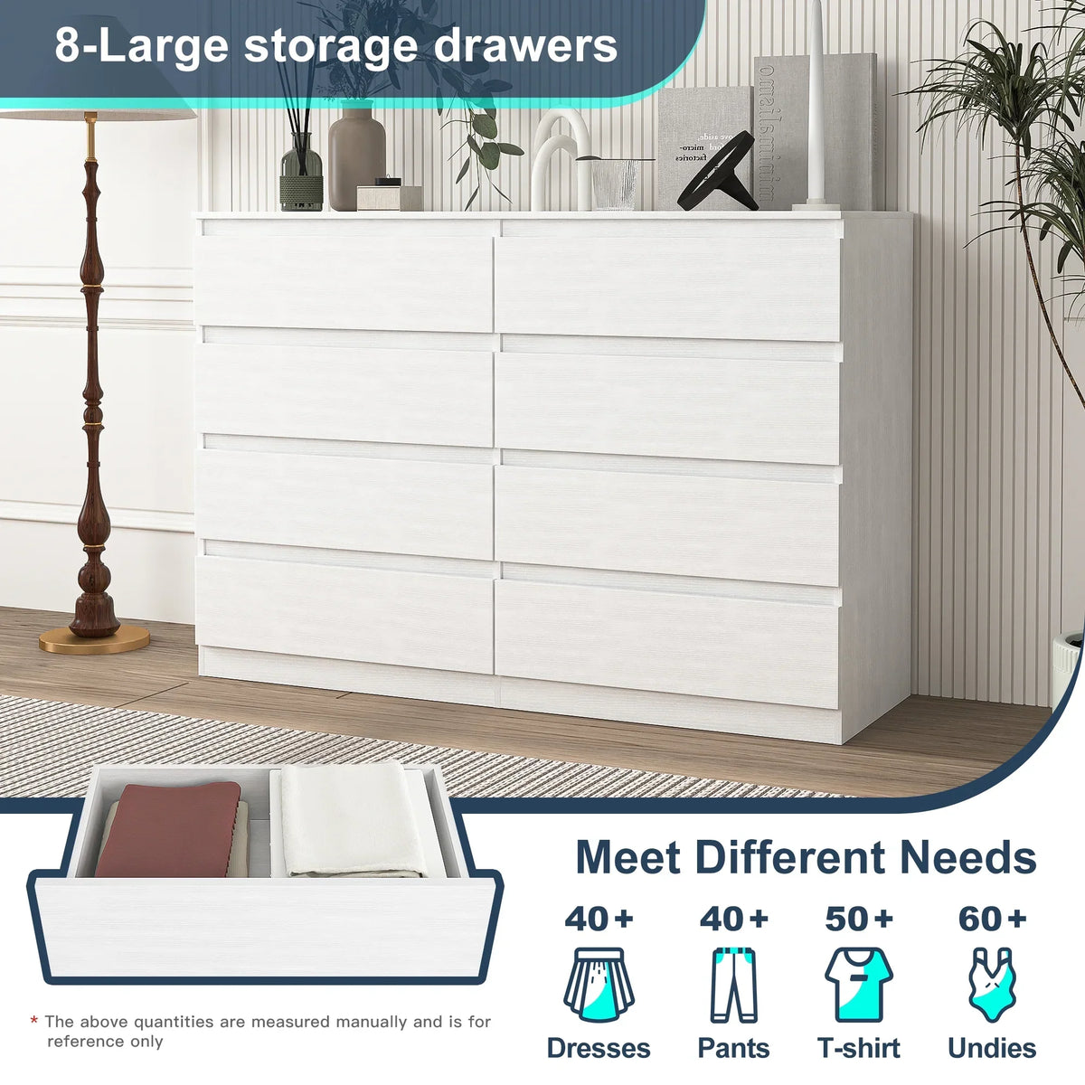 Nouveauté 2026 – Commode Resenkos moderne style milieu du siècle, 6 tiroirs, large, pour chambre à coucher, grise