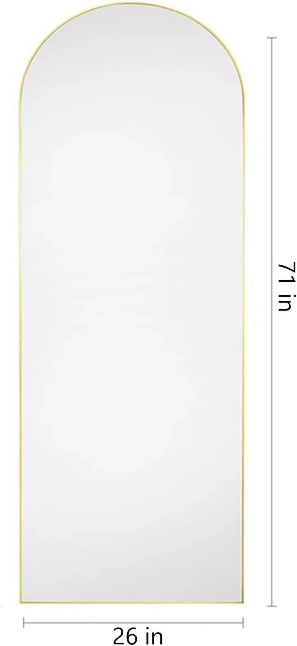 Nouveauté 2026 – Miroir sur pied Arched , grand miroir de corps 180 x 66 cm avec support, doré