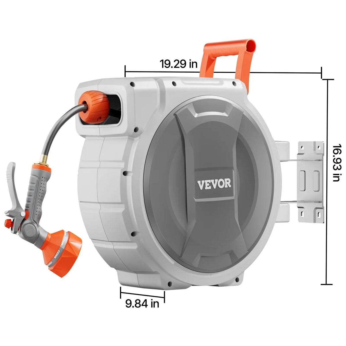 Nouveauté 2026 – Enrouleur de tuyau d'arrosage rétractable VEVOR , 5/8 po x 100 pi, fixation murale, robuste, avec buse à 9 jets, verrouillage de la longueur, système de retour lent amélioré et support pivotant de 180 po
