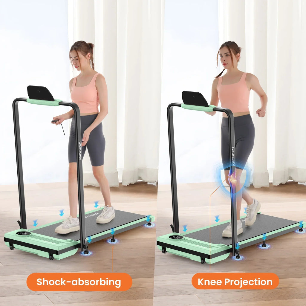 Nouveauté 2026 – Tapis de marche pliable et portable ANCHEER , capacité de 136 kg (300 lb), vitesse de 12 km/h (7,5 mi/h), à placer sous un bureau, avec télécommande et écran LED, 2 en 1, pour la maison, le bureau ou l'exercice (rose