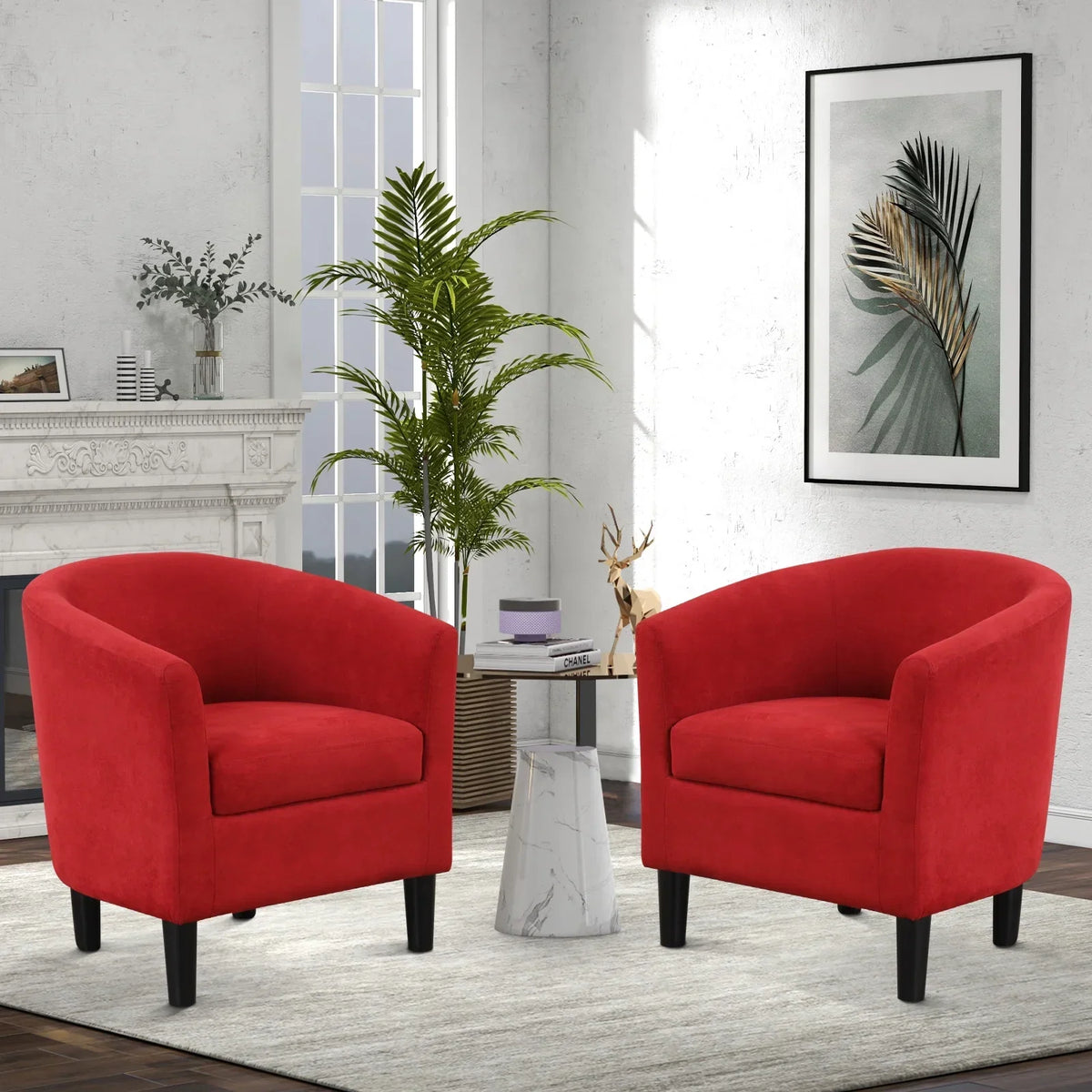 Nouveauté 2026 – Fauteuil d'appoint en velours beige Bonzy Home avec repose-pieds pour salon