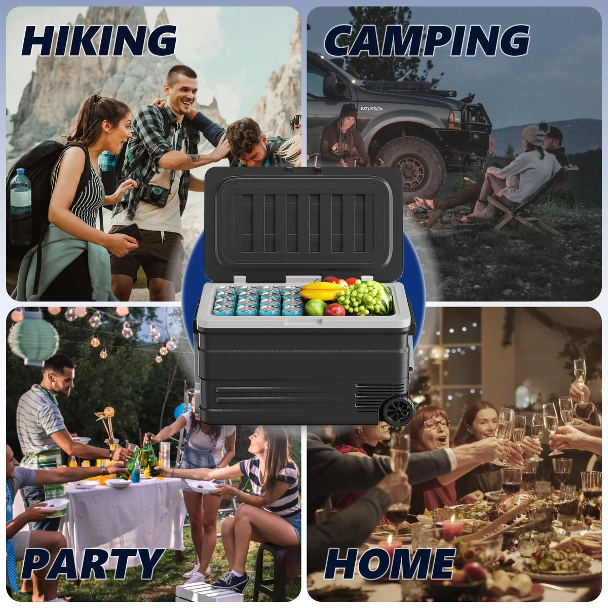 Nouveauté 2026 – Réfrigérateur de voiture Simzlife 12 volts, 75 L (80 QT), portable, avec roues, pour camping-car, température de 0 à 68 °F (18 à 20 °C), alimentation 12/24 V CC et 110-240 V CA, noir