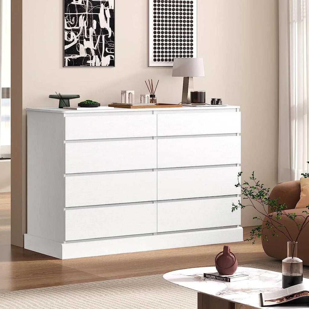 Nouveauté 2026 – Commode double à 8 tiroirs en bois noir, idéale pour la chambre à coucher ou le salon. Grand meuble de rangement pour la maison ou le salon