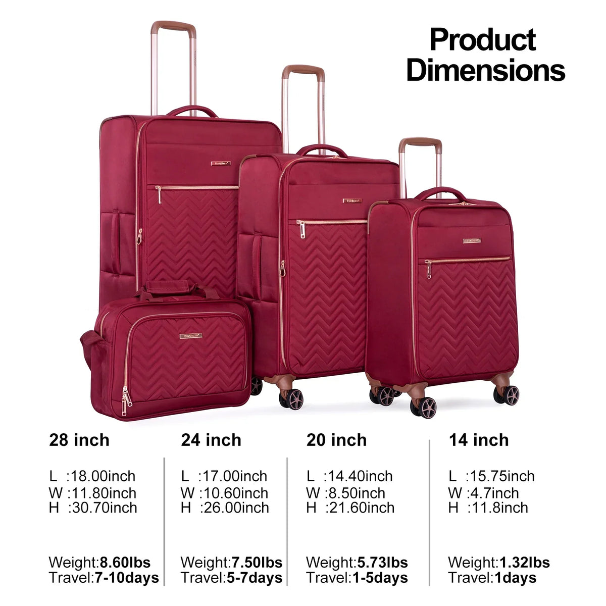Nouveauté 2026 – Ensemble de 4 bagages Travelhouse : valise souple extensible et légère avec doubles roulettes multidirectionnelles (noir