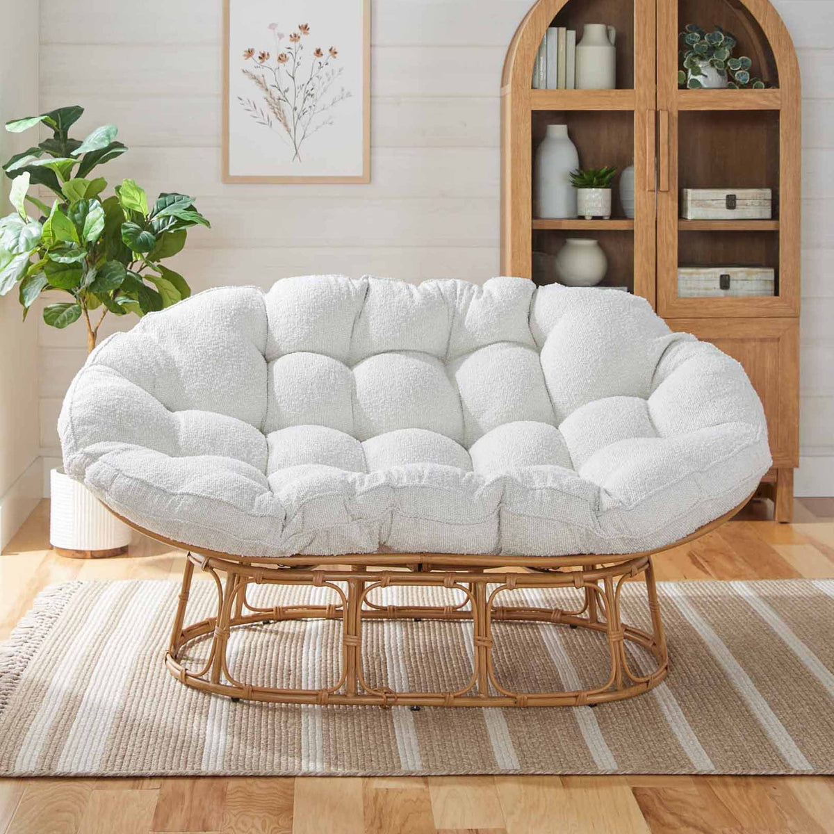 Nouveauté 2026 – Fauteuil Papasan double Better Homes & Gardens , coloris crème bouclé
