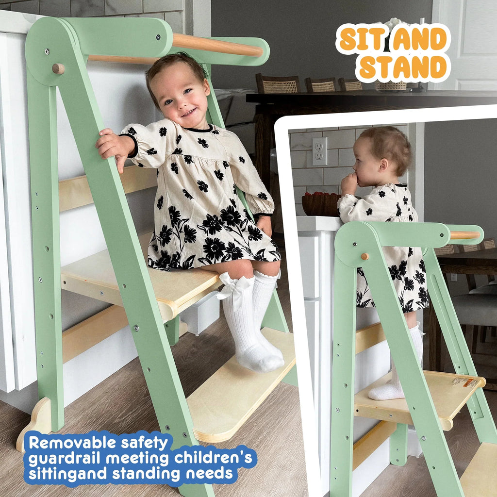 Nouveauté 2026 – Tour de cuisine pliable HARPPA pour tout-petits, tour sur pied pour enfants de 1,5 à 6 ans, blanche
