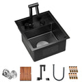 Nouveauté 2026 – Évier de cuisine pour VR TORVA , 33 x 38 x 18 cm, encastré sous plan, en acier inoxydable de calibre 16, à une cuve, avec robinet pliable et planche à découper, gris foncé