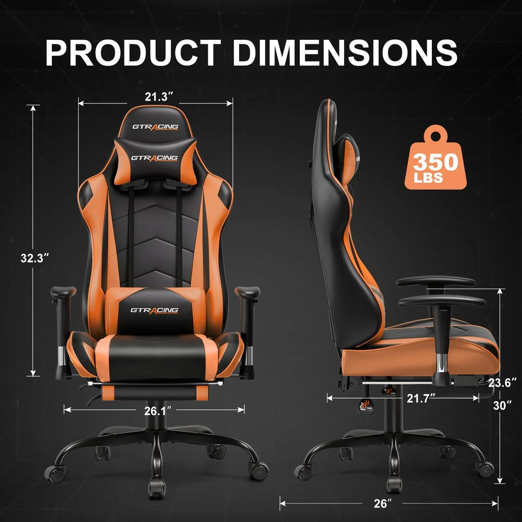 Nouveauté 2026 – Chaise de jeu GTRACING , chaise de bureau ergonomique avec soutien lombaire, revêtement en cuir PU, repose-pieds et appui-tête réglable, rouge