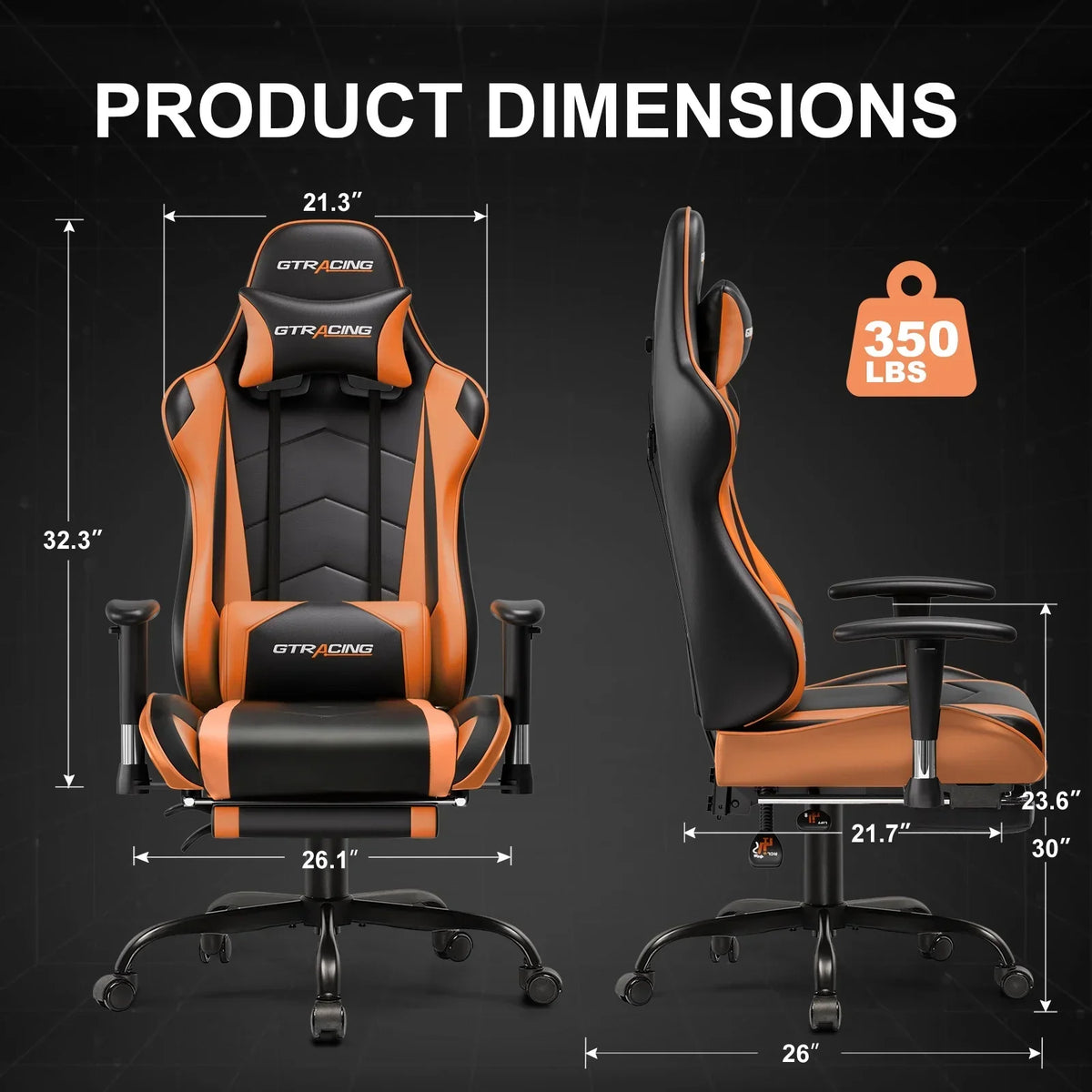 Nouveauté 2026 – Chaise de jeu GTRACING , chaise de bureau ergonomique avec soutien lombaire, revêtement en cuir PU, repose-pieds et appui-tête réglable, rouge