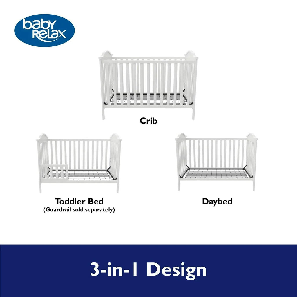 Nouveauté 2026 – Lit bébé convertible 3-en-1 Baby Relax Adele . Blanc