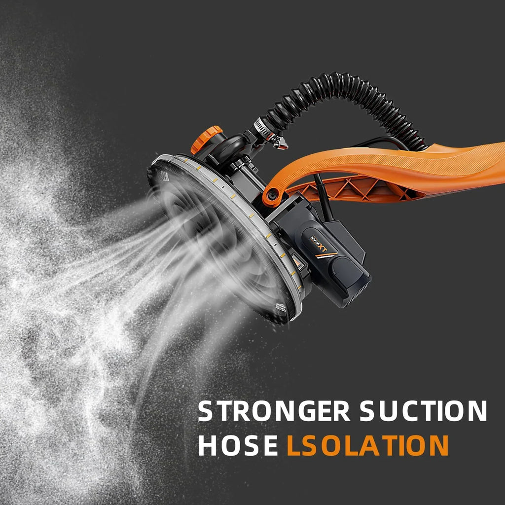 Nouveauté 2026 – Ponceuse électrique pour cloisons sèches POVANLI 780 W avec aspiration des poussières, moteur 6,5 A, vitesse variable (900-1800 tr/min), éclairage LED, poignée extensible et pliable, jaune et noir