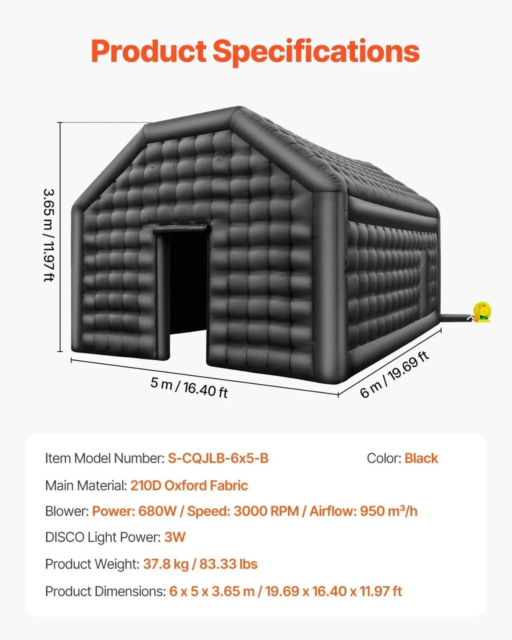 Nouveauté 2026 – Nouvelle tente gonflable de discothèque - Abri de fête gonflable de 3,65 m de haut avec lumières, parfait pour les festivals et les événements