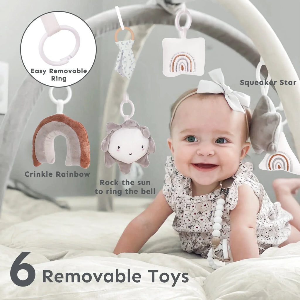 Nouveauté 2026 – Tapis d'éveil 5 en 1 épais et moelleux, convertible et évolutif, pour bébés et jeunes enfants. Piscine à balles et coussin pour animaux inclus. Balles non incluses