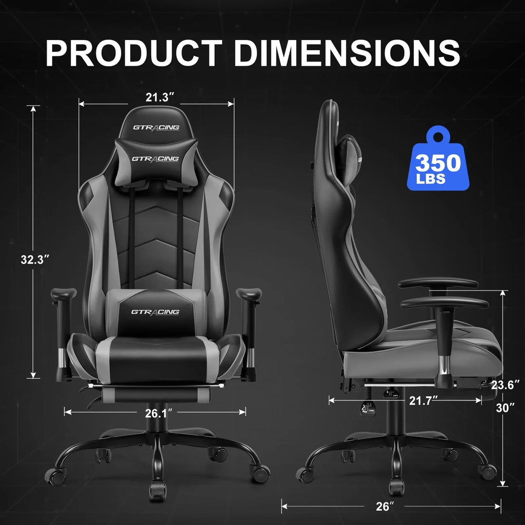 Nouveauté 2026 – Chaise de jeu GTRACING , chaise de bureau ergonomique avec soutien lombaire, revêtement en cuir PU, repose-pieds et appui-tête réglable, rouge