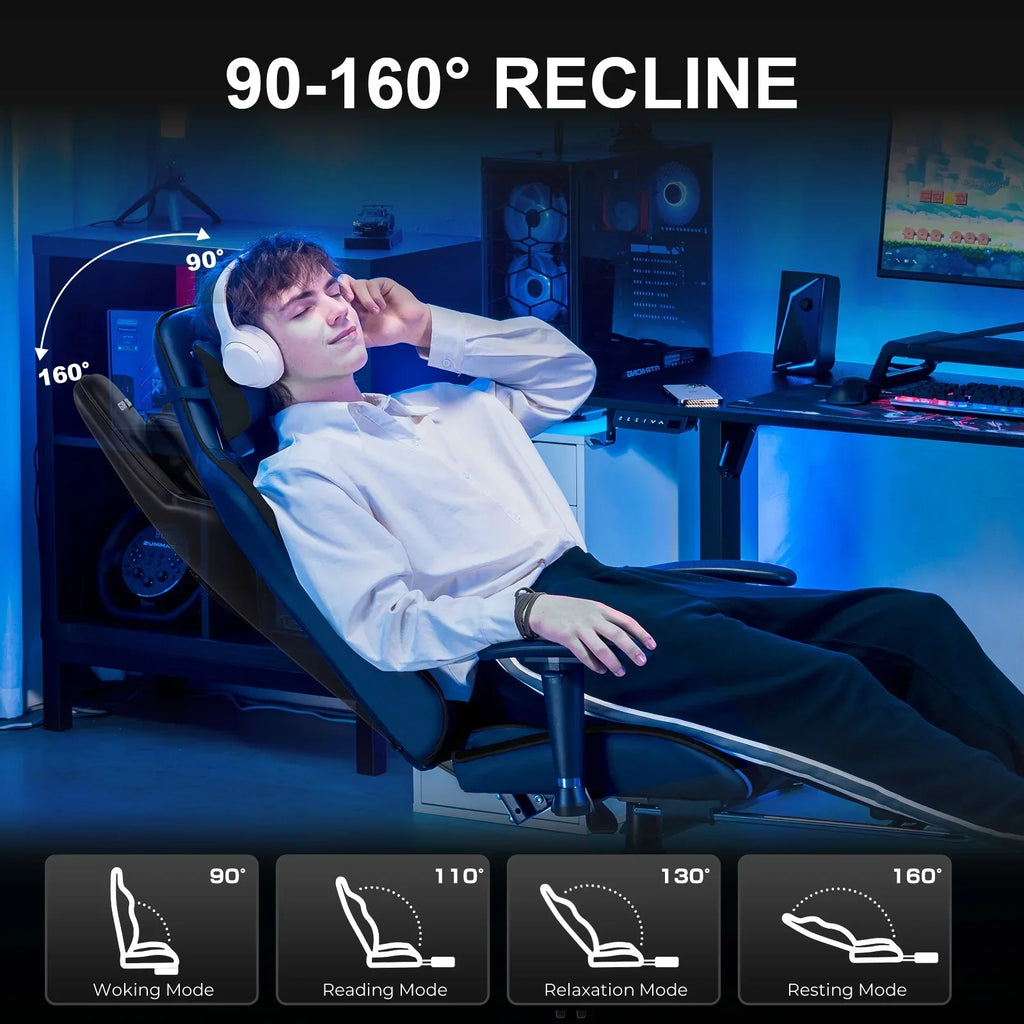 Nouveauté 2026 – Chaise de jeu GTRACING , chaise de bureau ergonomique avec soutien lombaire, revêtement en cuir PU, repose-pieds et appui-tête réglable, rouge