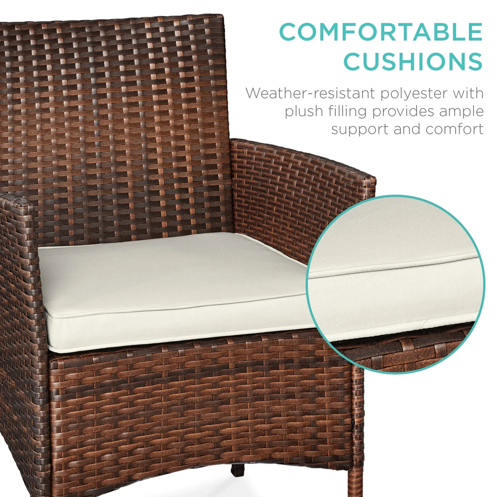 Nouveauté 2026 – Ensemble bistro de jardin 3 pièces en résine tressée Best Choice Products , avec 2 chaises et une table - Gris/Bleu marine