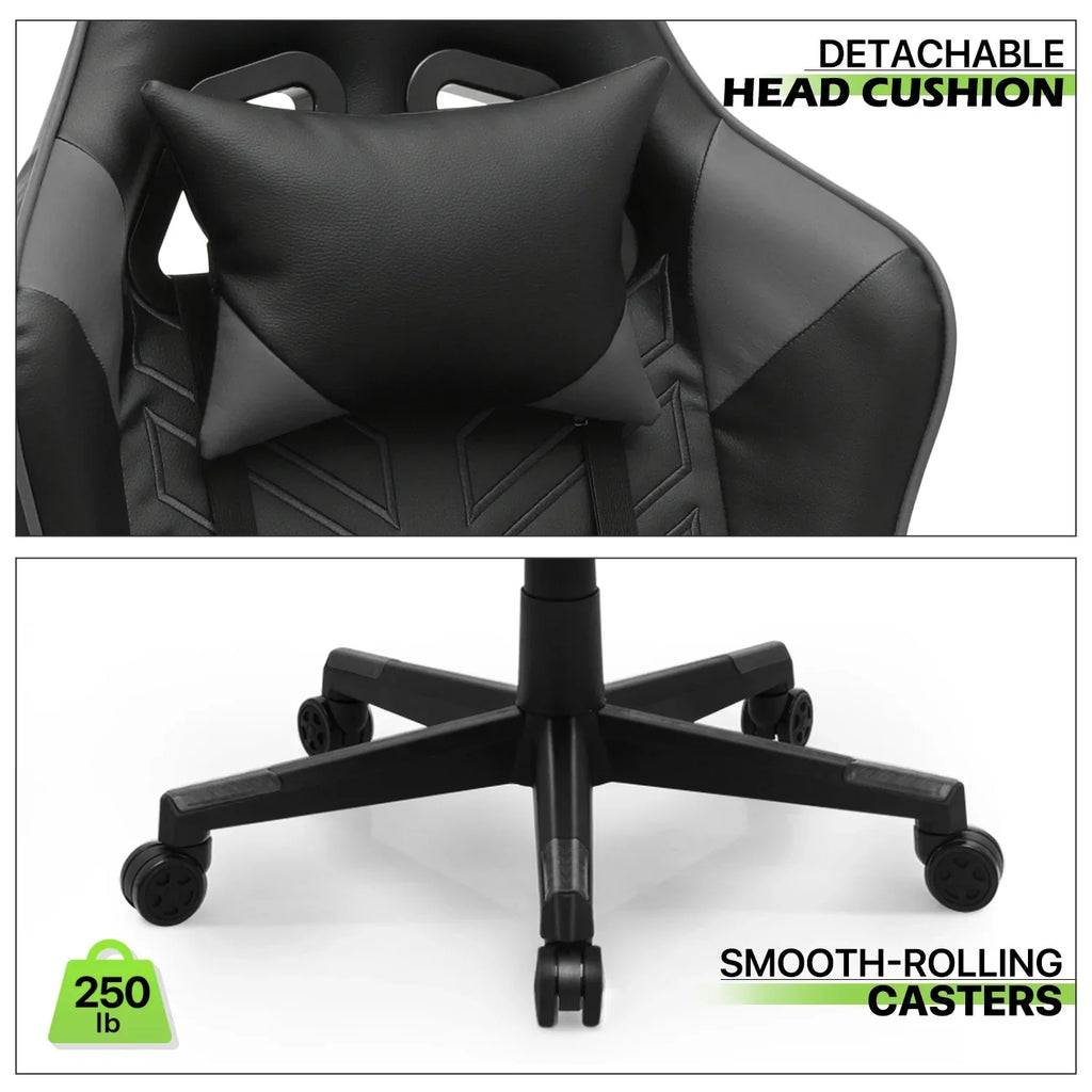 Nouveauté 2026 – Chaise de jeu ergonomique Magshion , chaise de jeu confortable, chaise de bureau en cuir, chaise de jeu pivotante et réglable, bleue