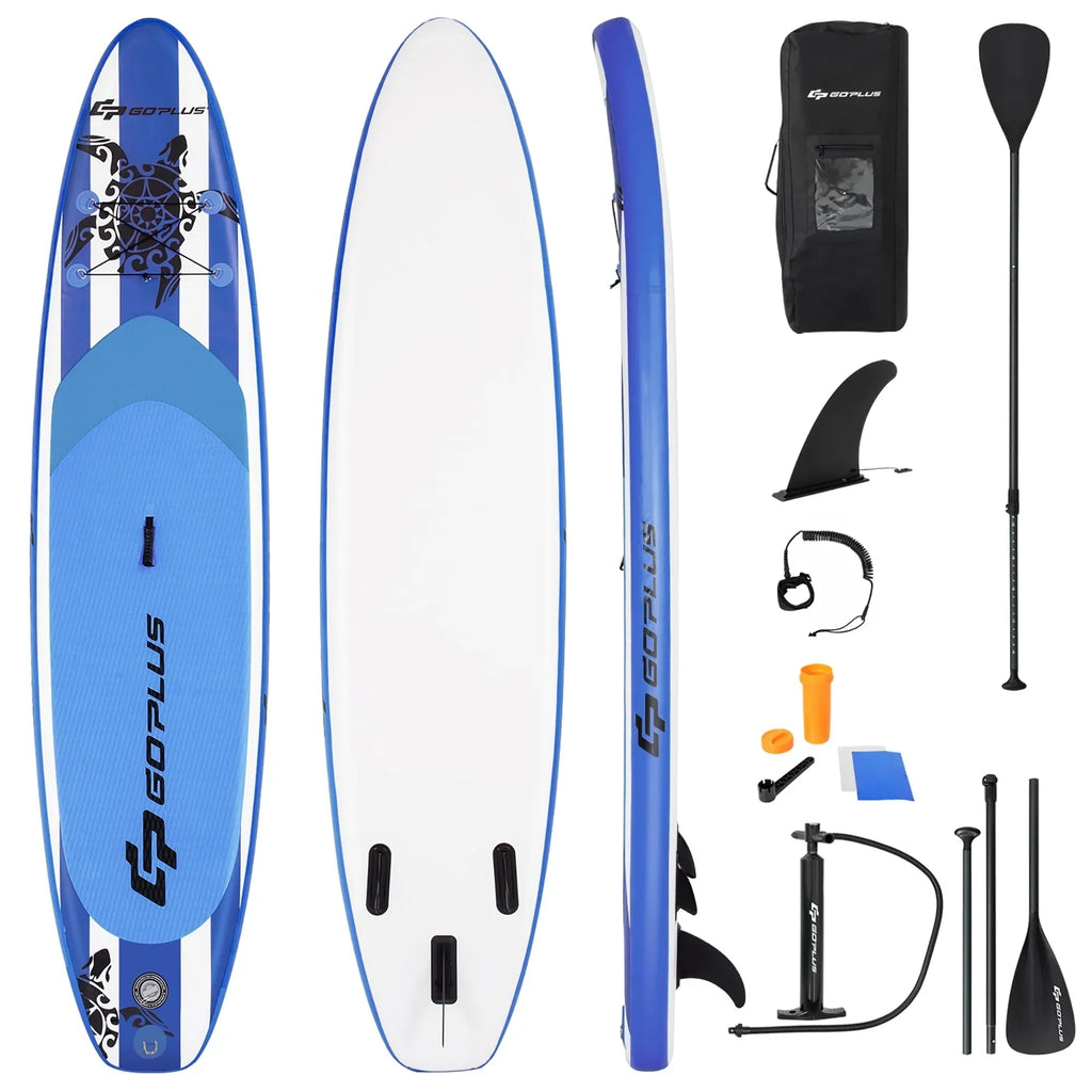 Nouveauté 2026 – Planche de paddle gonflable Goplus 11’ (3,35 m) avec sac de transport et pagaie en aluminium, bleu marine