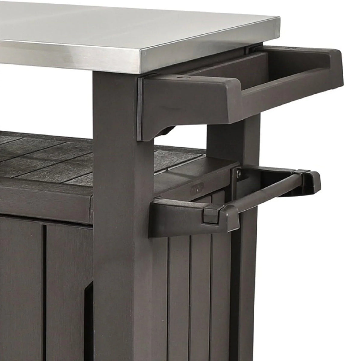 Nouveauté 2026 – Chariot de bar de cuisine extérieure Keter Unity XL avec armoire de rangement, marron