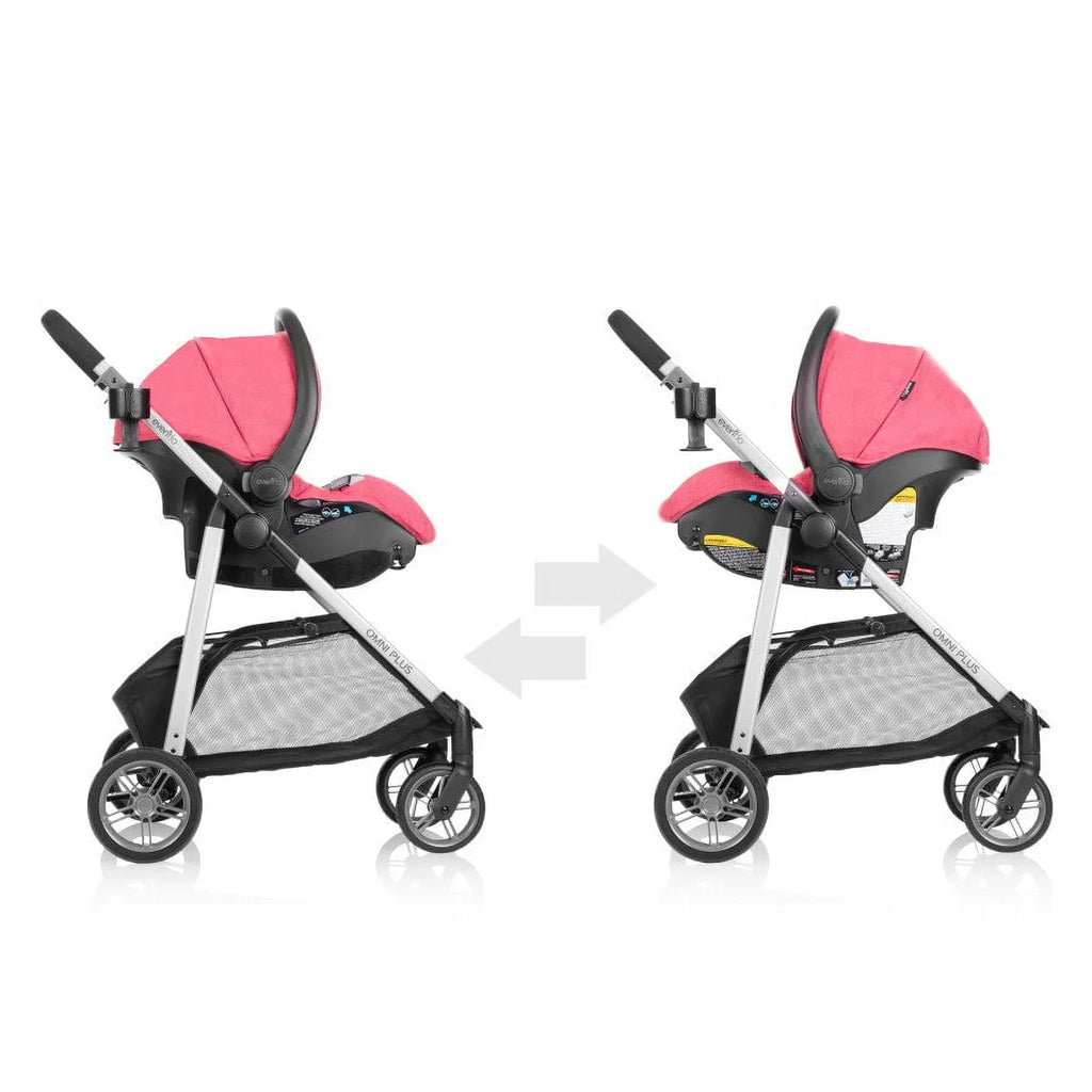 Nouveauté 2026 – Système de voyage modulaire Evenflo Omni Plus avec siège auto pour bébé LiteMax Sport, gris Mylar, unisexe