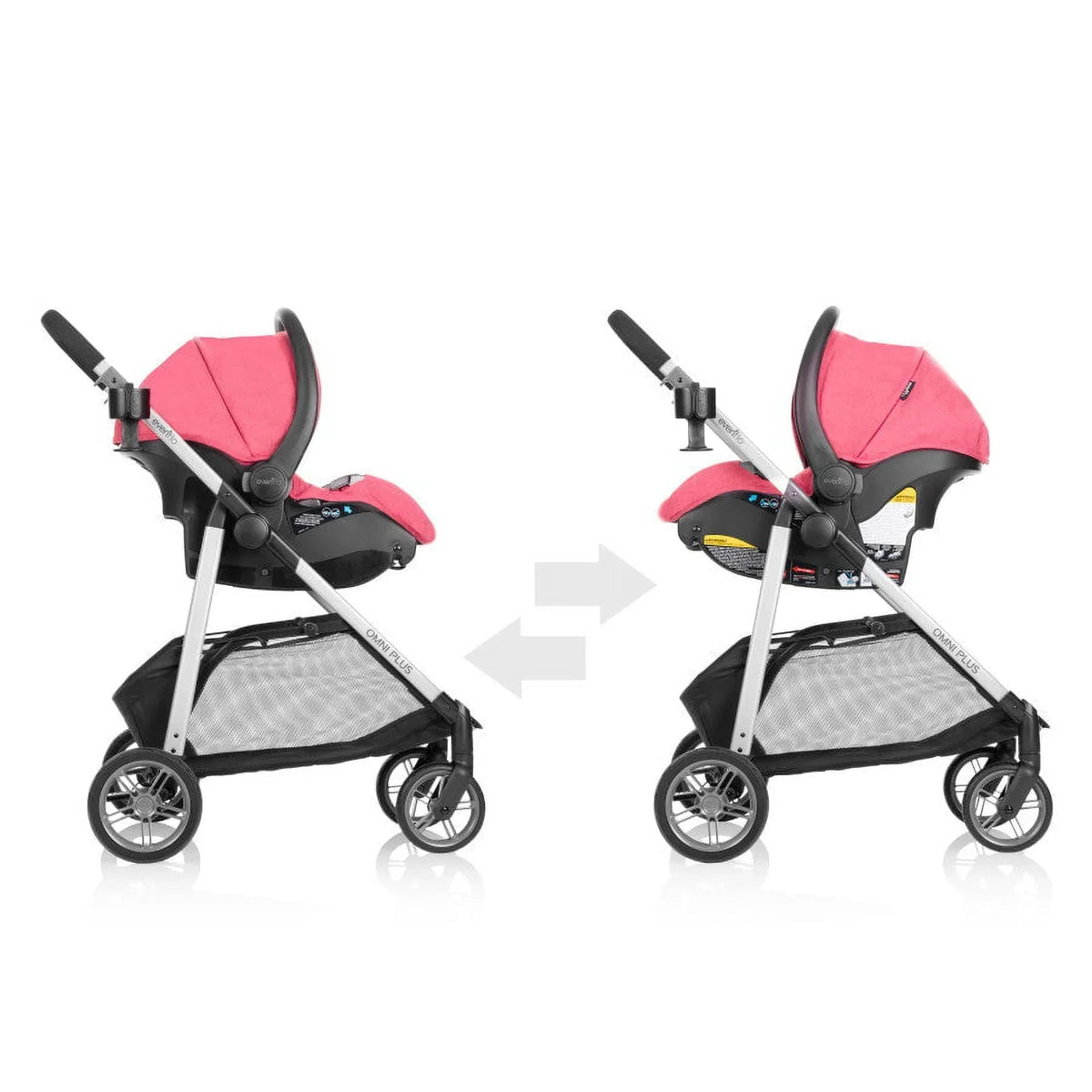 Nouveauté 2026 – Système de voyage modulaire Evenflo Omni Plus avec siège auto pour bébé LiteMax Sport, gris Mylar, unisexe